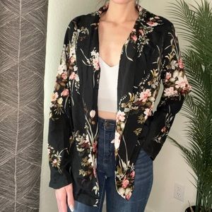 SHEIN | Black Floral Button Down Cover